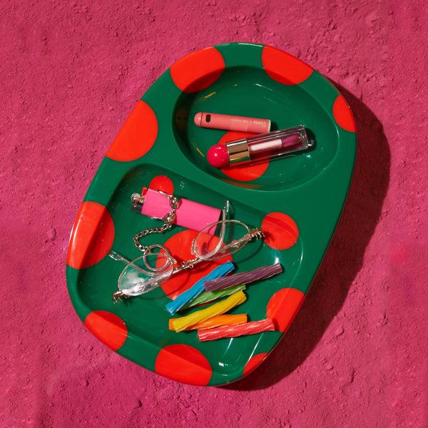 Edie Parker Spotted Catchall In Tomato