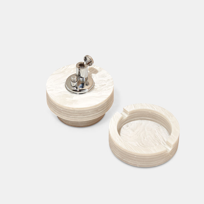 edie parker Tabletop Lighter in Alabaster Marble