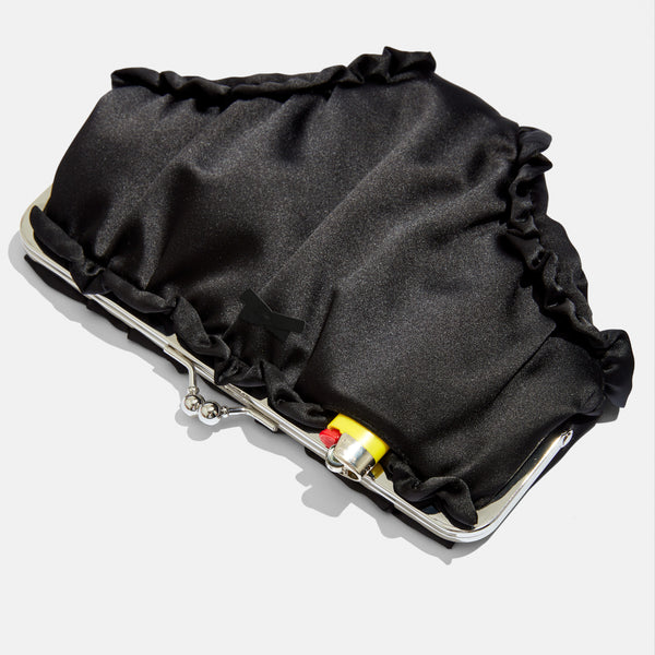 Edie Parker Undies Pouch In Black Satin