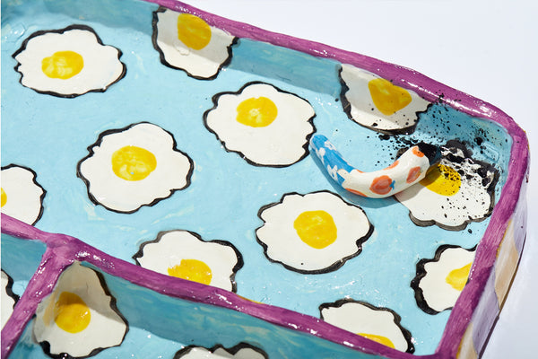 Edie Parker Edie Parker X Jake Clark Ceramic Tray In Fried Eggs