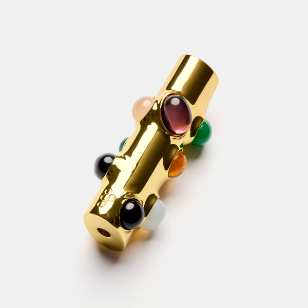 Edie Parker Edie Parker X Wes Anderson's Phoenician Scheme Lighter Case In Gold Multi-stone