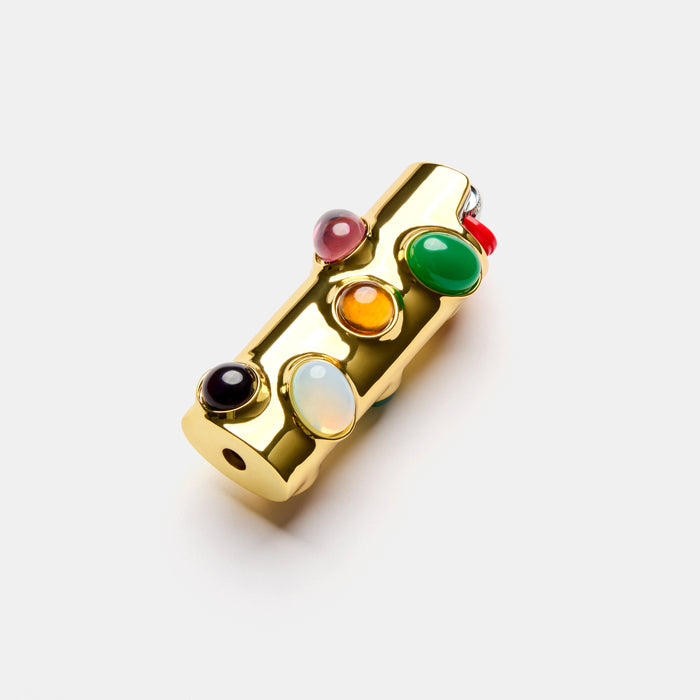 edie parker Edie Parker x Wes Anderson's Phoenician Scheme Lighter Case in Gold Multi-stone