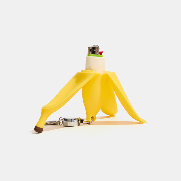 Edie Parker Retractable Lighter Keychain In Banana Peel