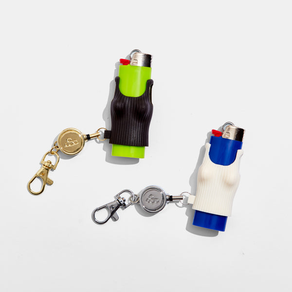 Edie Parker Retractable Lighter Keychain In Cream Tank