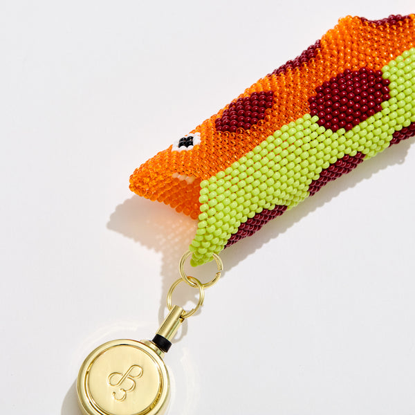 Edie Parker Retractable Lighter Keychain In Orange Beaded Fish