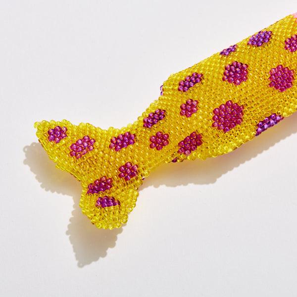 Edie Parker Retractable Lighter Keychain In Pink Beaded Fish