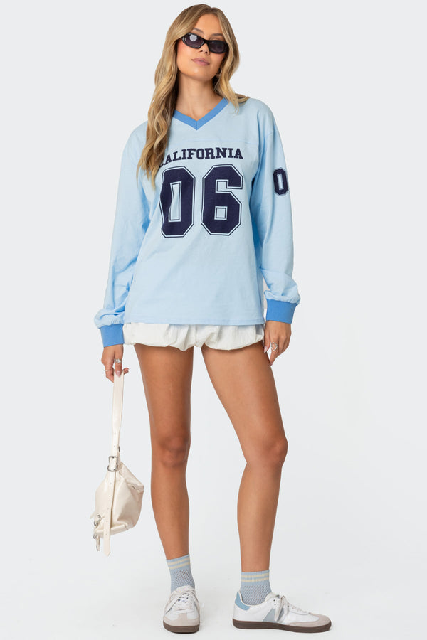 Edikted 06 Oversized Long Sleeve T Shirt Light Blue