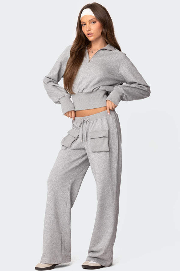 Edikted Bailey French Terry Cargo Pants Gray Melange