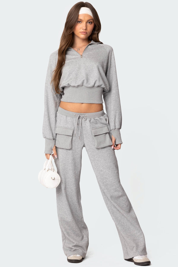 edikted Bailey French Terry Cargo Pants gray melange