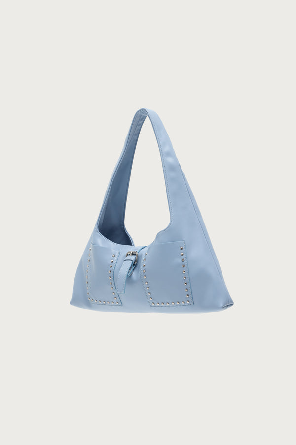 Edikted Edgy Studded Faux Leather Shoulder Bag Blue