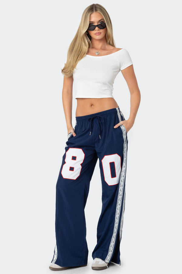 edikted 1980 Nylon Track Pants navy