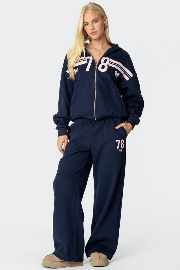 Edikted 78 Bow Zip Up Hoodie Navy