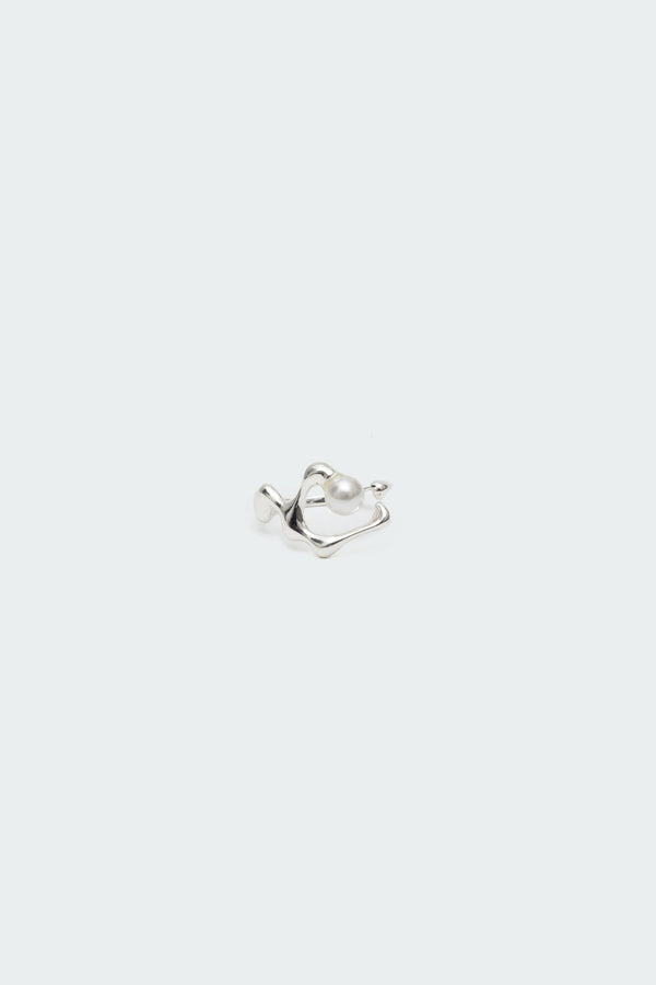 Edikted Abstract Pearly Wrap Ring Silver
