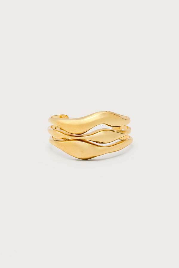 Edikted Abstract Stacked Arm Cuff Gold