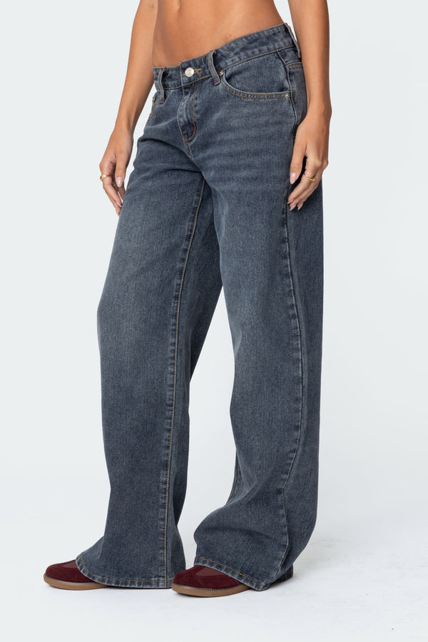 Edikted Ace Relaxed Jeans Dark Blue