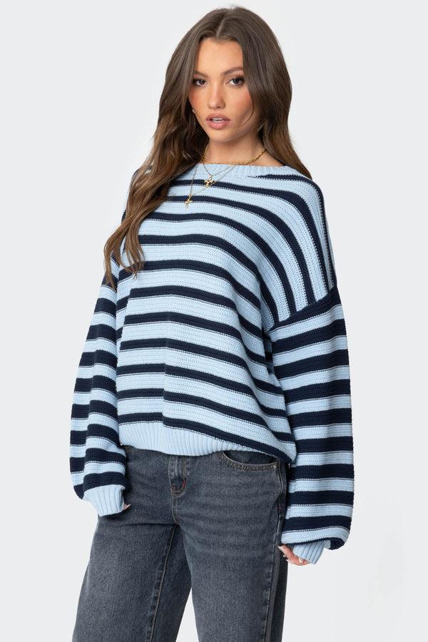 Edikted Aerin Oversized Sweater Blue And Navy
