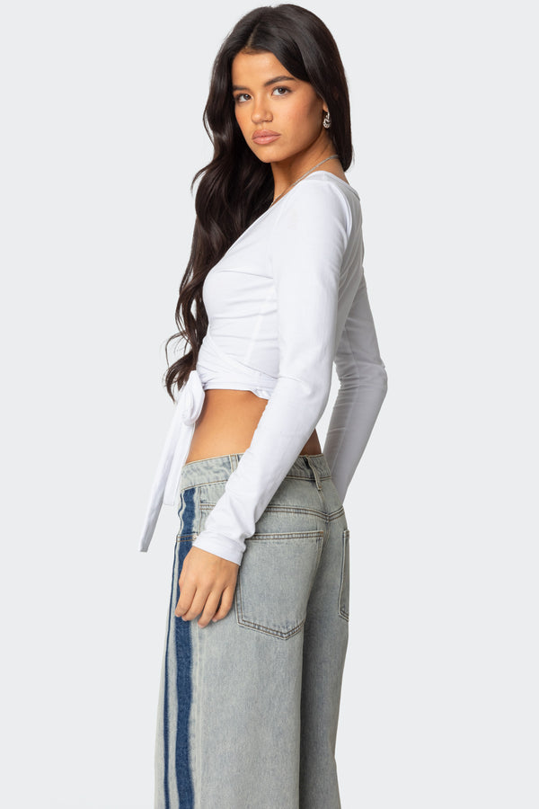 Edikted Aila Wrap Top White