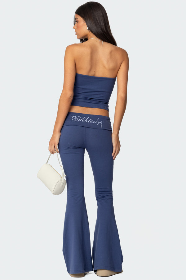 Edikted Aiyana Bow Built In Bra Tube Top Blue