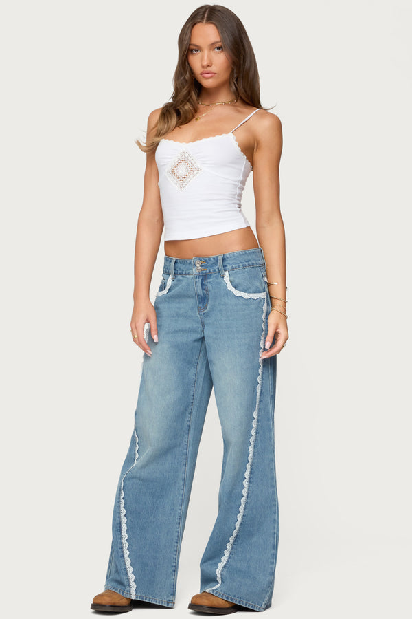 edikted Alisha Lacey Low Rise Jeans blue washed