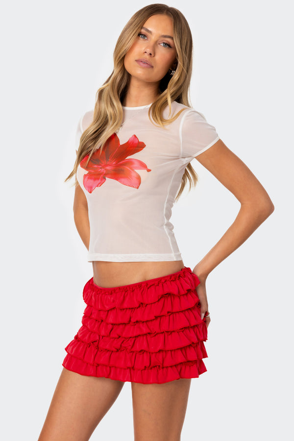 Edikted Aloha Sheer Mesh T Shirt White