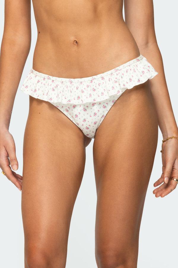 Edikted Amelia Ruffled Bikini Bottom White