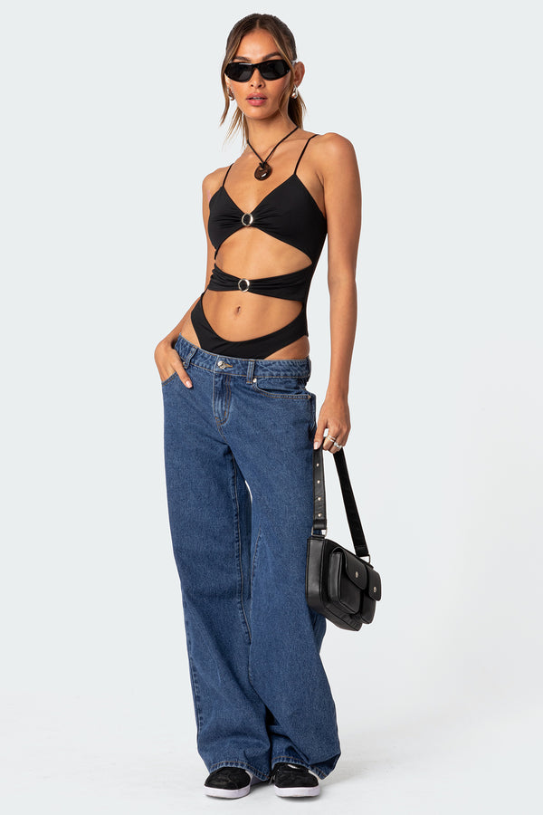 Edikted Amethyst Cut Out Bodysuit Black