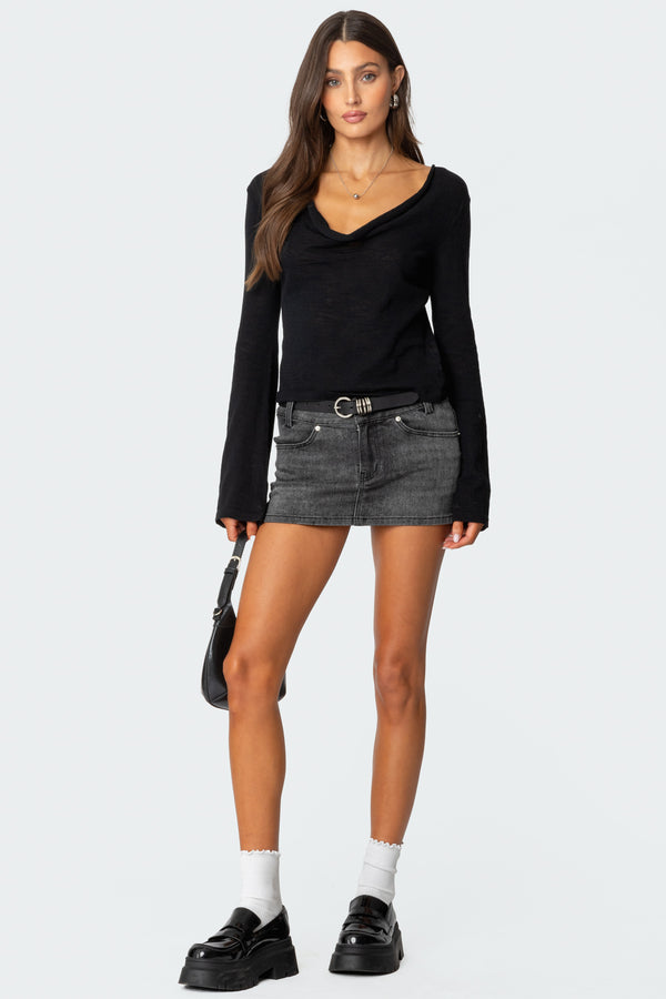 Edikted Amira Cowl Neck Sweater Black