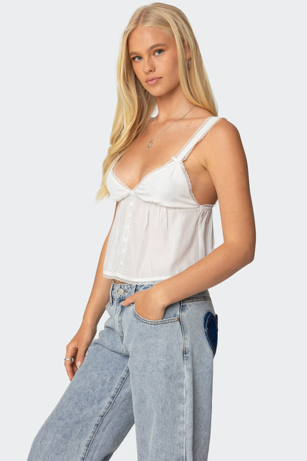 Edikted Andea Babydoll Tank Top White