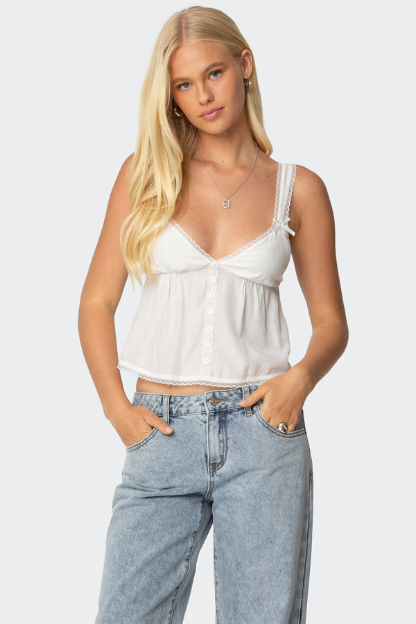 edikted Andea Babydoll Tank Top white