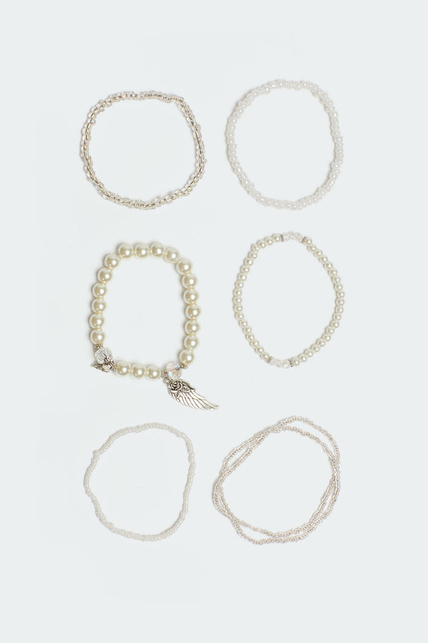 edikted Angelic Beaded Bracelet Pack silver