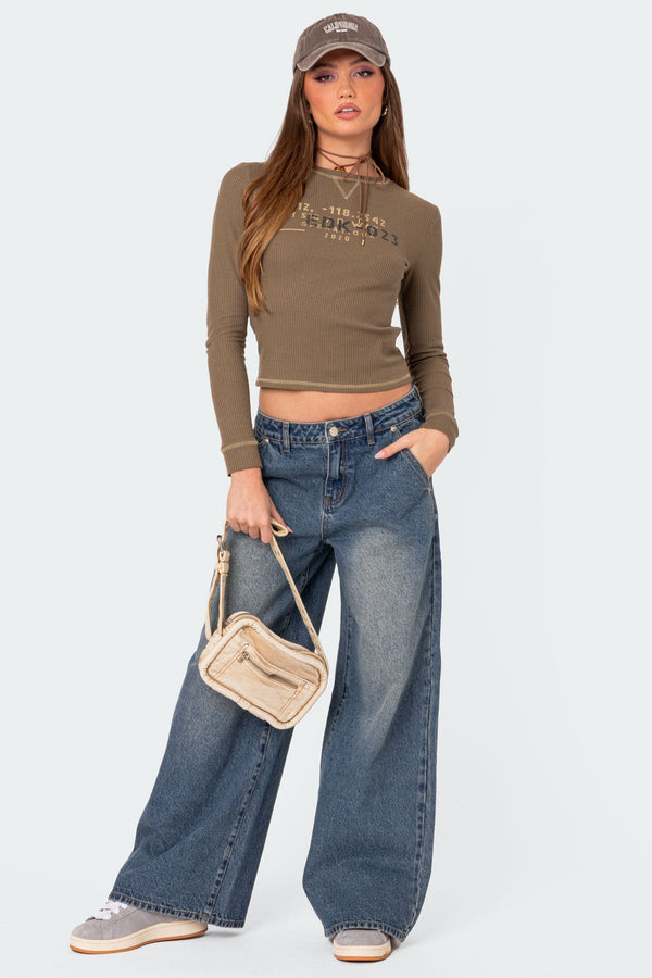 Edikted Army Wife Ribbed T Shirt Olive
