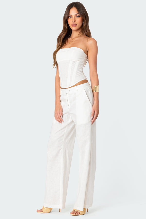 Edikted Arya Linen Look Corset Cream