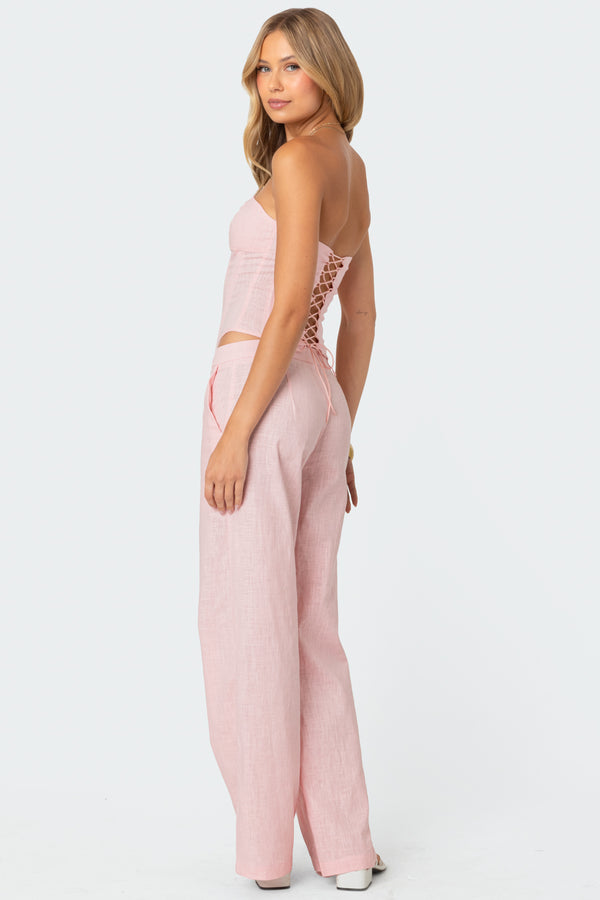 Edikted Arya Linen Look Corset Light Pink