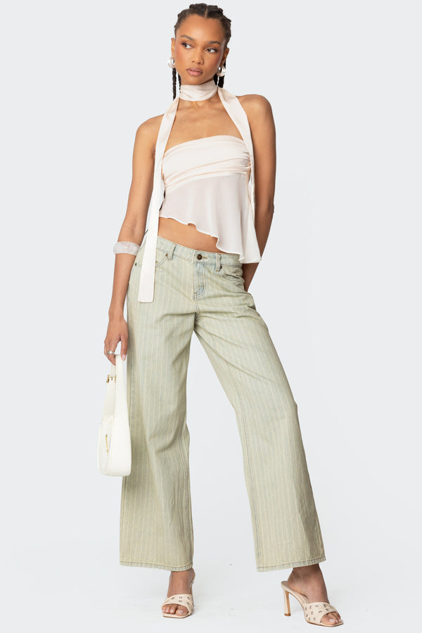 Edikted Asymmetric Two Piece Scarf Top Cream