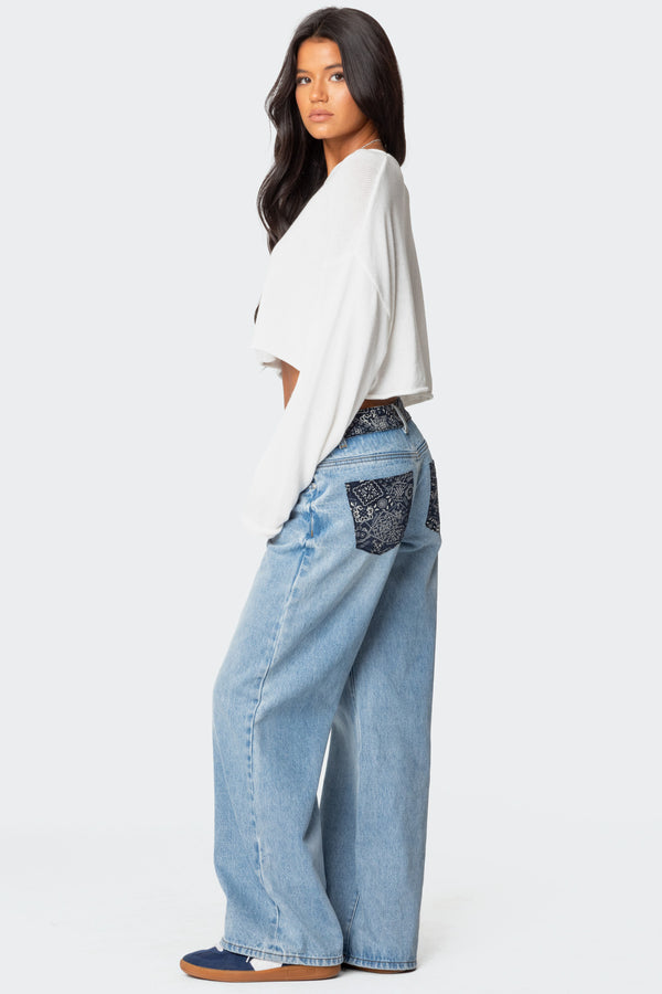 edikted Bandana Bliss Low Rise Jeans blue washed