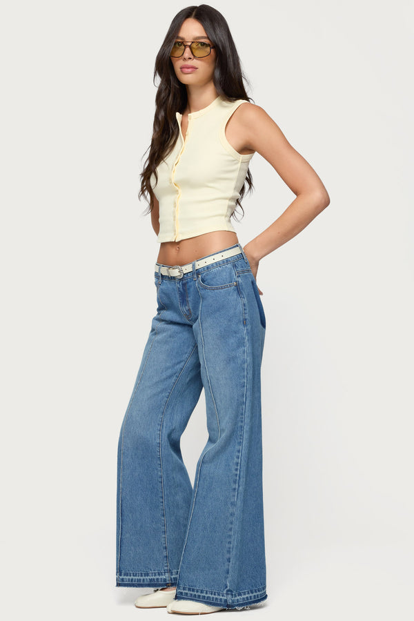 Edikted Basel Button Up Tank Top Yellow