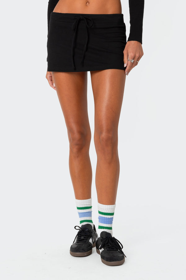 Edikted Bayside Slitted Micro Skort Black