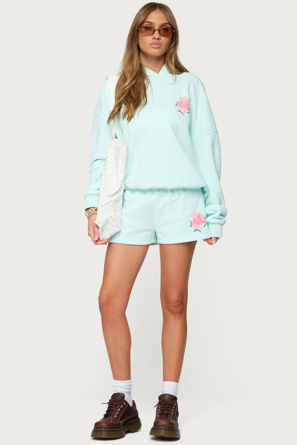 edikted Beach Bloom Sweat Shorts mint