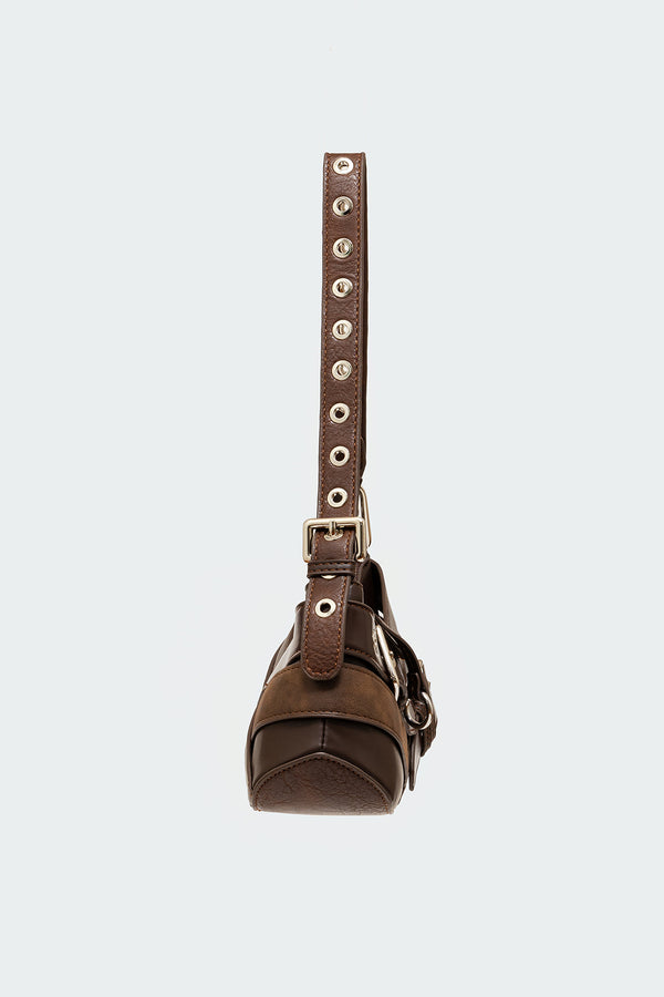 Edikted Belted Faux Leather Bag Brown