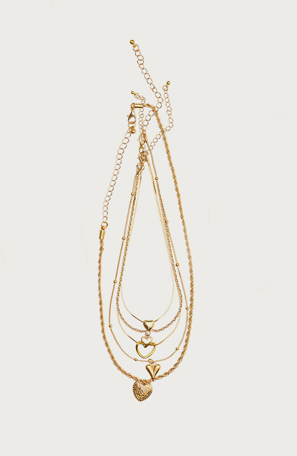 Edikted Big Heart Layered Necklace Gold