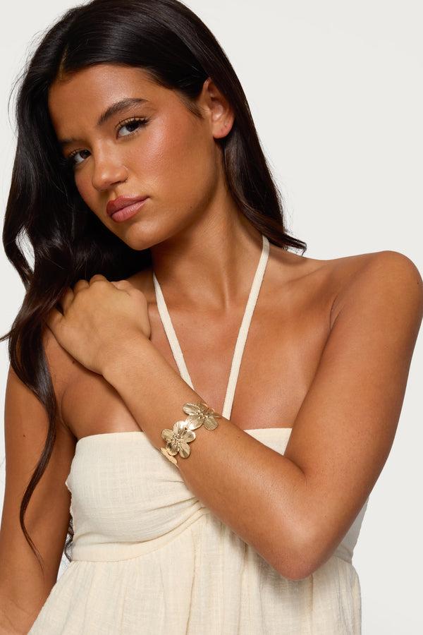 edikted Bloomie Flower Cuff Bracelet gold