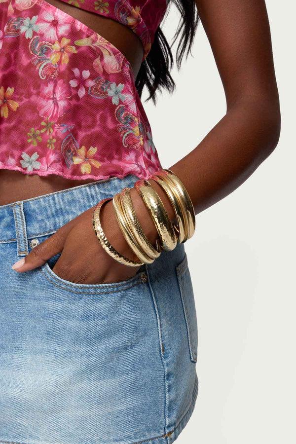 edikted Boho Bangle Bracelet Pack gold