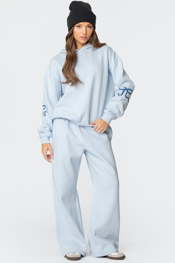 Edikted Bonney Bow Detail Hoodie Blue
