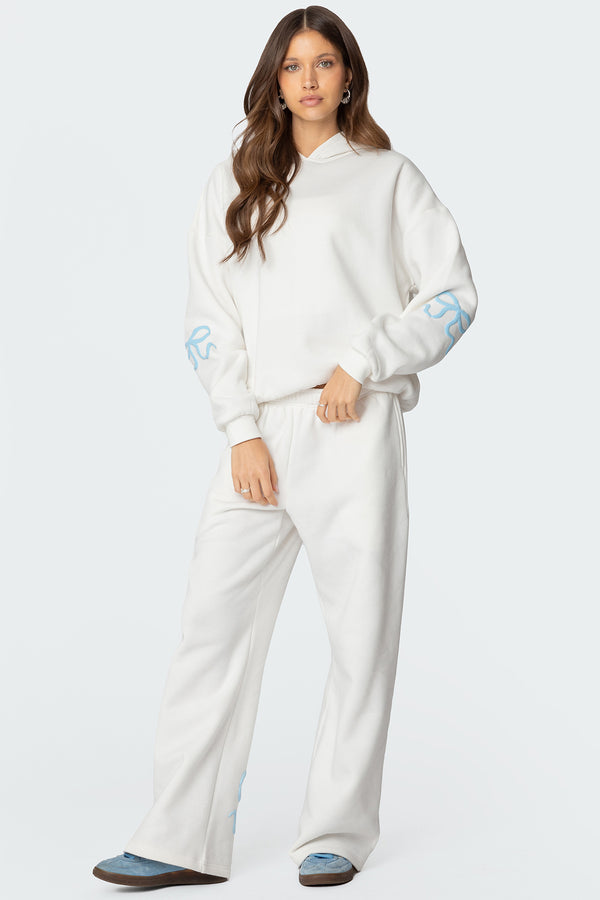 Edikted Bonney Bow Detail Hoodie Cream