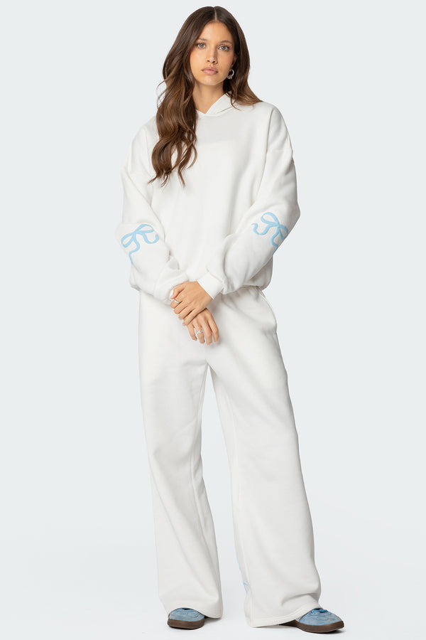 Edikted Bonney Bow Detail Hoodie Cream