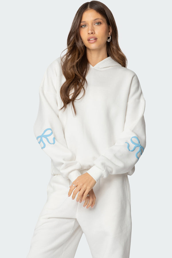 edikted Bonney Bow Detail Hoodie cream