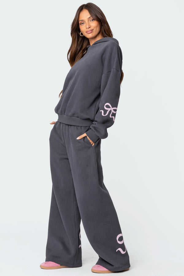 Edikted Bonney Bow Detail Hoodie Dark Gray