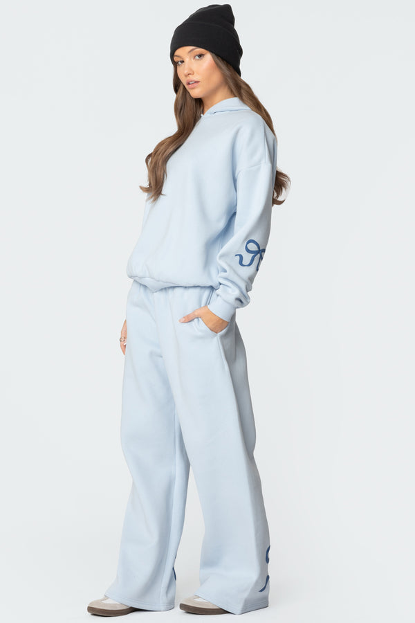 Edikted Bonney Bow Detail Sweatpants Blue
