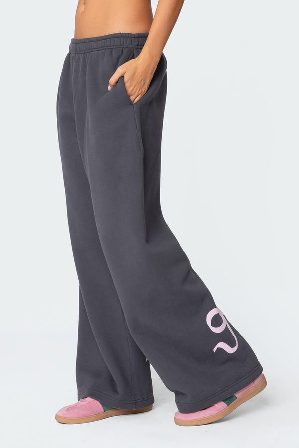 Edikted Bonney Bow Detail Sweatpants Dark Gray