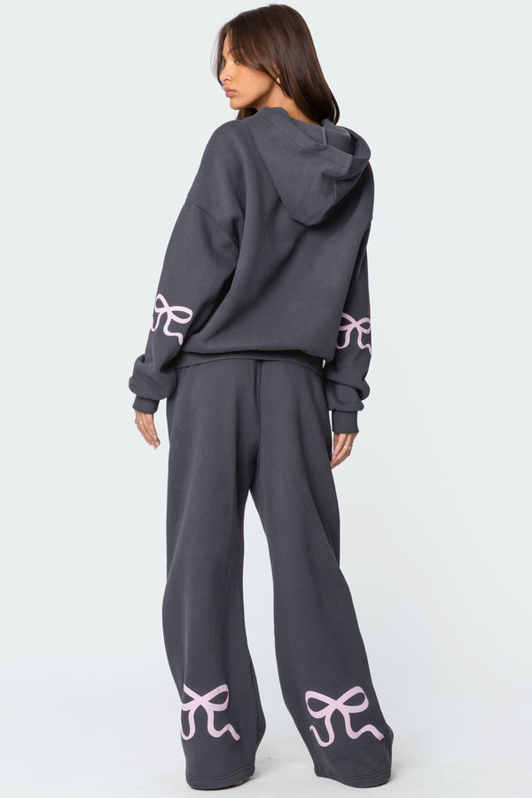 edikted Bonney Bow Detail Sweatpants dark gray